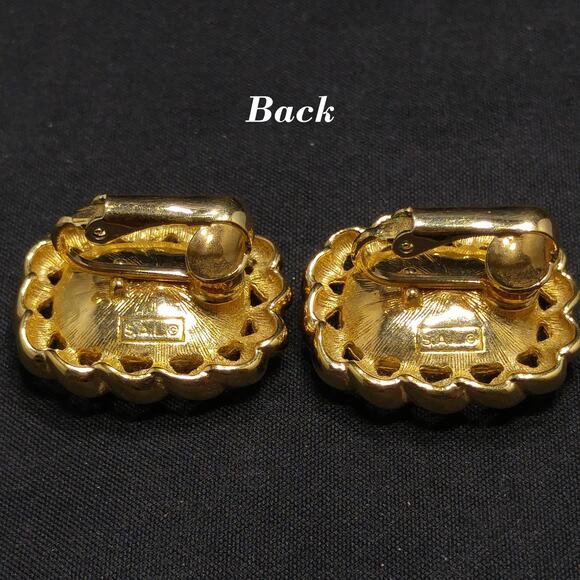 Swarovski S.A.L. Earrings, Purple Crystal Clip Ons, Gold Rope Design, 1970s - Picture 9 of 10